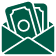 ícone envelope com dinheiro dentro
